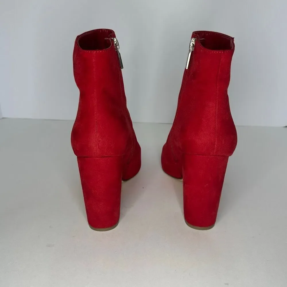 JustFab Red Block Heel Suede Boots | Women Size 8.5 - Picture 4 of 15